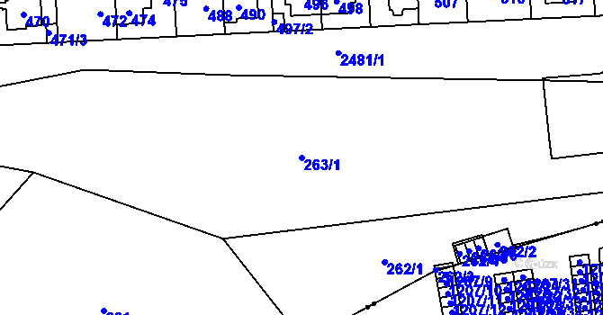 Parcela st. 263/1 v KÚ Hloubětín, Katastrální mapa
