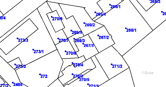 Parcela st. 267/1 v KÚ Hloubětín, Katastrální mapa
