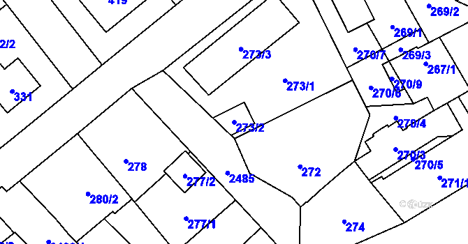 Parcela st. 273/2 v KÚ Hloubětín, Katastrální mapa