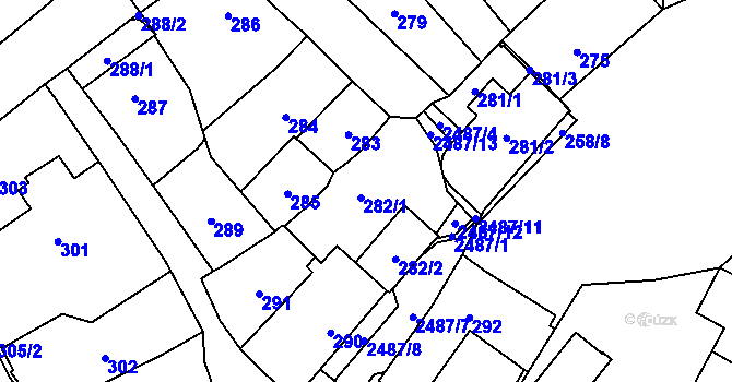 Parcela st. 282 v KÚ Hloubětín, Katastrální mapa