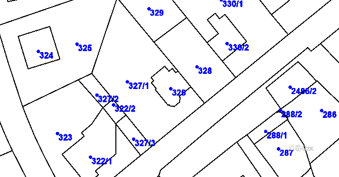 Parcela st. 326 v KÚ Hloubětín, Katastrální mapa