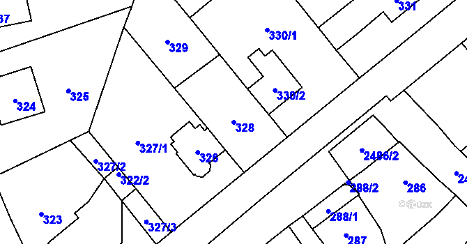 Parcela st. 328 v KÚ Hloubětín, Katastrální mapa