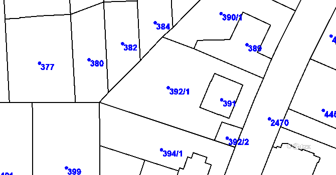 Parcela st. 392/1 v KÚ Hloubětín, Katastrální mapa