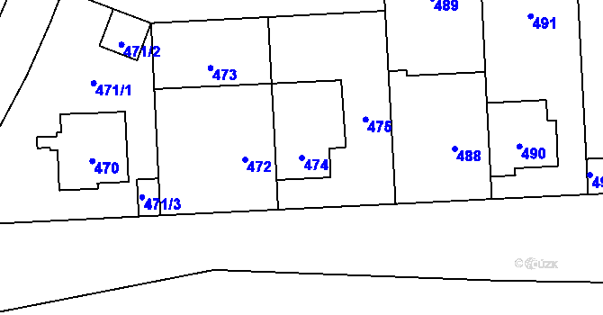 Parcela st. 474 v KÚ Hloubětín, Katastrální mapa
