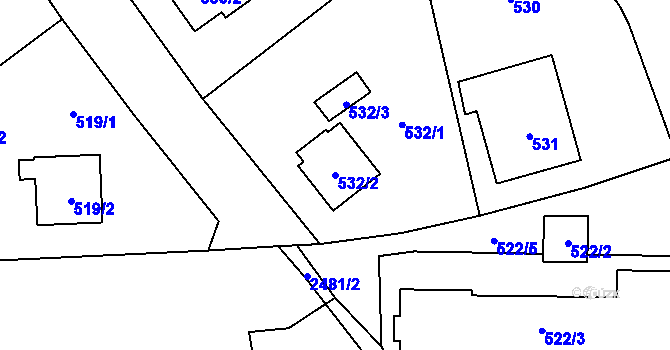 Parcela st. 532/2 v KÚ Hloubětín, Katastrální mapa