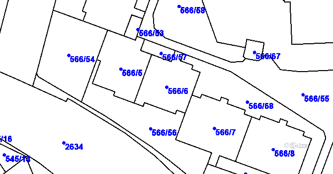 Parcela st. 566/6 v KÚ Hloubětín, Katastrální mapa