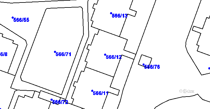 Parcela st. 566/12 v KÚ Hloubětín, Katastrální mapa
