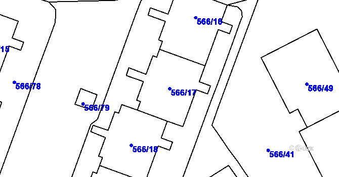 Parcela st. 566/17 v KÚ Hloubětín, Katastrální mapa