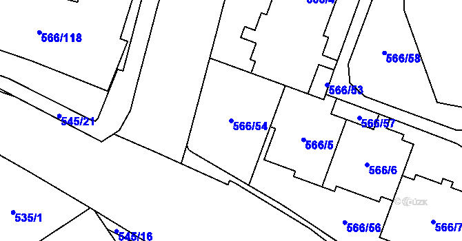 Parcela st. 566/54 v KÚ Hloubětín, Katastrální mapa