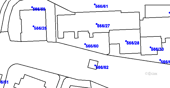 Parcela st. 566/60 v KÚ Hloubětín, Katastrální mapa