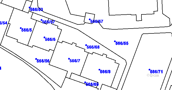 Parcela st. 566/68 v KÚ Hloubětín, Katastrální mapa