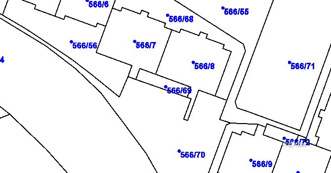 Parcela st. 566/69 v KÚ Hloubětín, Katastrální mapa