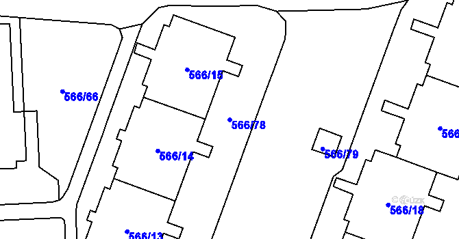 Parcela st. 566/78 v KÚ Hloubětín, Katastrální mapa