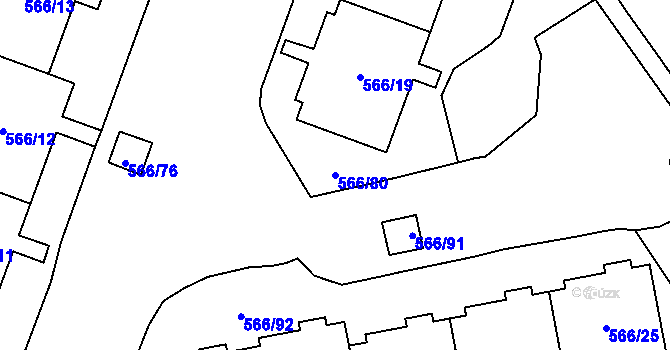 Parcela st. 566/80 v KÚ Hloubětín, Katastrální mapa