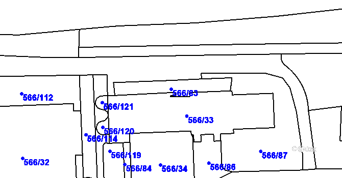 Parcela st. 566/83 v KÚ Hloubětín, Katastrální mapa