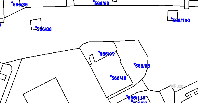 Parcela st. 566/99 v KÚ Hloubětín, Katastrální mapa
