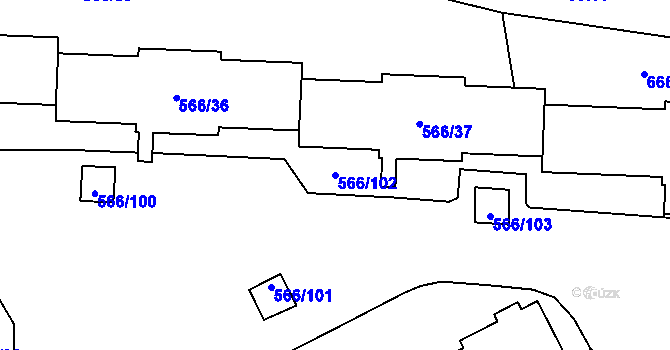 Parcela st. 566/102 v KÚ Hloubětín, Katastrální mapa