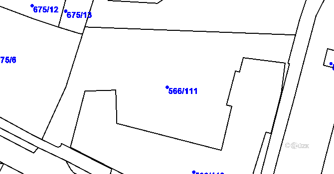 Parcela st. 566/111 v KÚ Hloubětín, Katastrální mapa