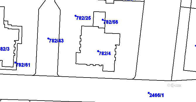 Parcela st. 782/4 v KÚ Hloubětín, Katastrální mapa