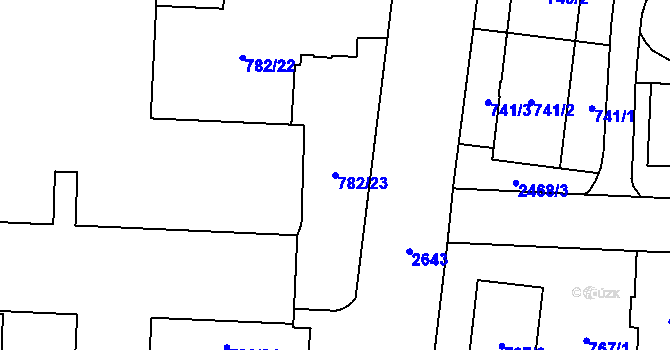 Parcela st. 782/23 v KÚ Hloubětín, Katastrální mapa