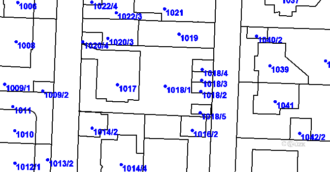 Parcela st. 1018/1 v KÚ Hloubětín, Katastrální mapa