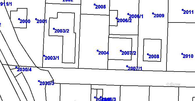Parcela st. 2004 v KÚ Hloubětín, Katastrální mapa