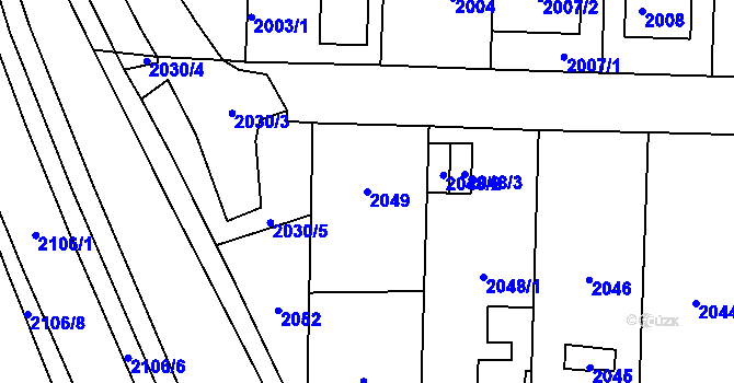 Parcela st. 2049 v KÚ Hloubětín, Katastrální mapa