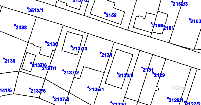 Parcela st. 2134 v KÚ Hloubětín, Katastrální mapa