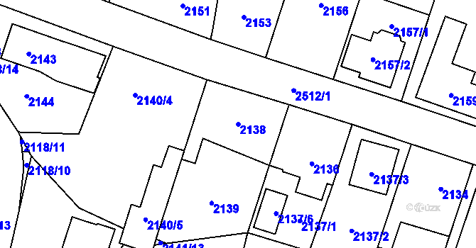 Parcela st. 2138 v KÚ Hloubětín, Katastrální mapa