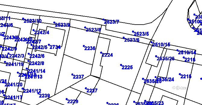Parcela st. 2224 v KÚ Hloubětín, Katastrální mapa
