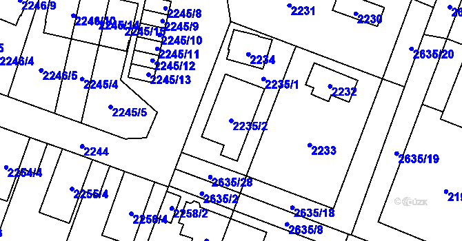 Parcela st. 2235/2 v KÚ Hloubětín, Katastrální mapa
