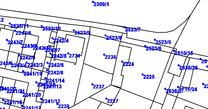 Parcela st. 2236 v KÚ Hloubětín, Katastrální mapa