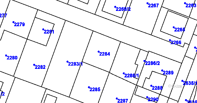 Parcela st. 2284 v KÚ Hloubětín, Katastrální mapa