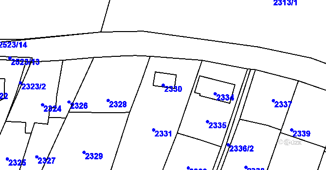 Parcela st. 2330 v KÚ Hloubětín, Katastrální mapa