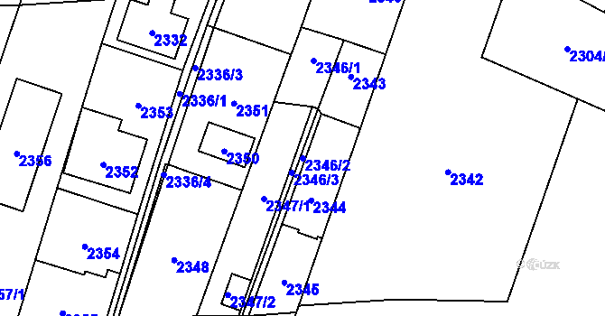 Parcela st. 2346/2 v KÚ Hloubětín, Katastrální mapa