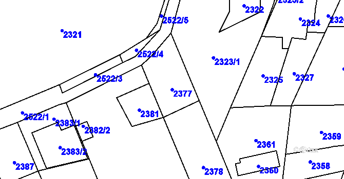 Parcela st. 2377 v KÚ Hloubětín, Katastrální mapa