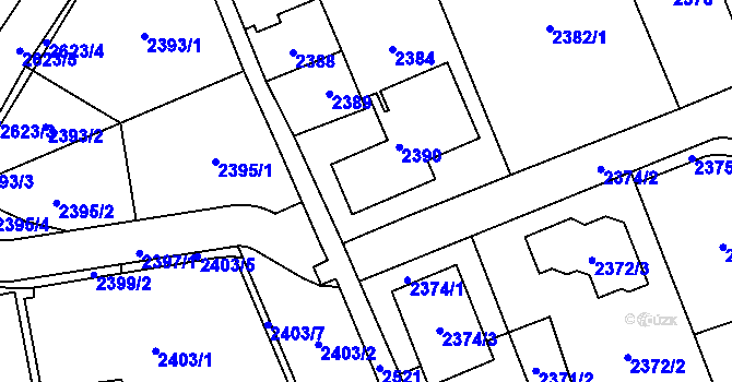 Parcela st. 2390 v KÚ Hloubětín, Katastrální mapa