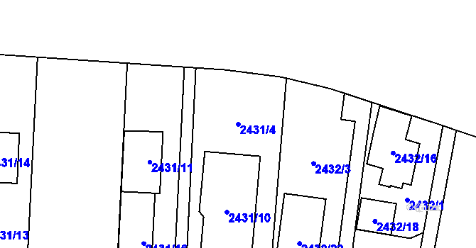 Parcela st. 2431/4 v KÚ Hloubětín, Katastrální mapa