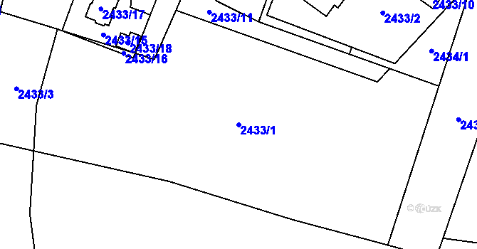 Parcela st. 2433/1 v KÚ Hloubětín, Katastrální mapa
