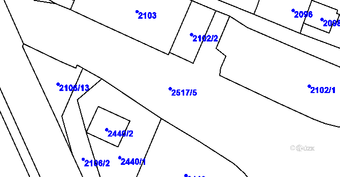 Parcela st. 2517/5 v KÚ Hloubětín, Katastrální mapa