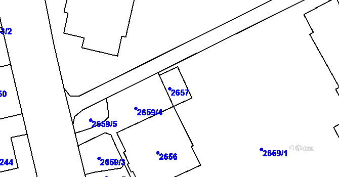 Parcela st. 2657 v KÚ Hloubětín, Katastrální mapa