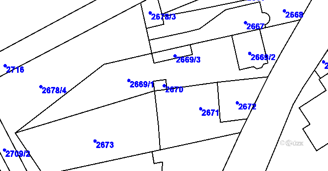 Parcela st. 2670 v KÚ Hloubětín, Katastrální mapa