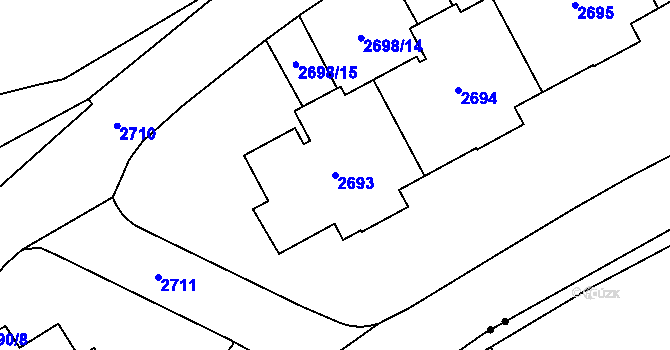 Parcela st. 2693 v KÚ Hloubětín, Katastrální mapa