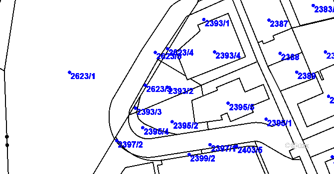 Parcela st. 2393/2 v KÚ Hloubětín, Katastrální mapa