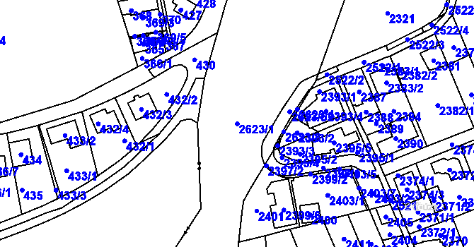 Parcela st. 2623/1 v KÚ Hloubětín, Katastrální mapa