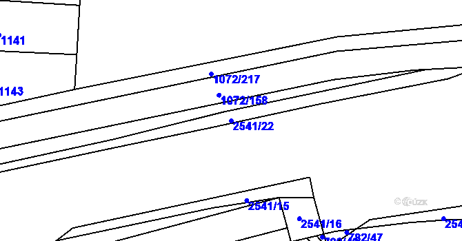 Parcela st. 2541/22 v KÚ Hloubětín, Katastrální mapa