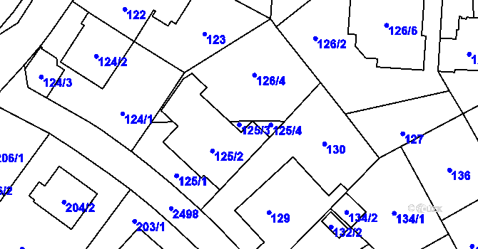 Parcela st. 125/3 v KÚ Hloubětín, Katastrální mapa