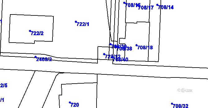 Parcela st. 722/12 v KÚ Hloubětín, Katastrální mapa