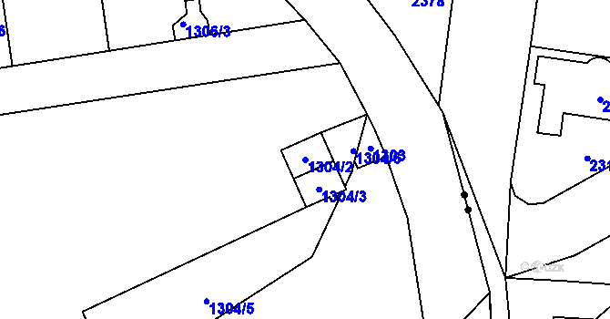 Parcela st. 1304/2 v KÚ Hloubětín, Katastrální mapa