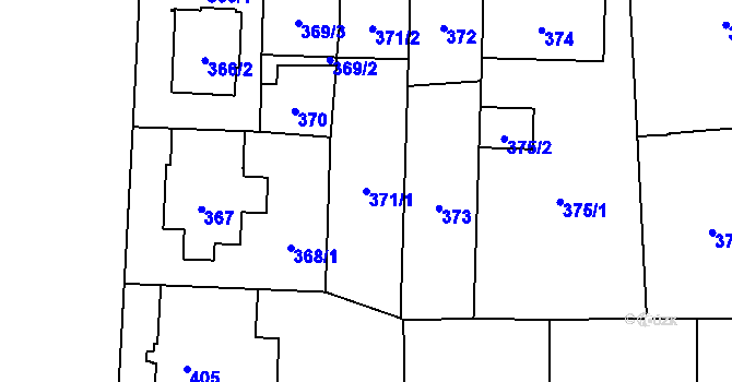 Parcela st. 371/1 v KÚ Hloubětín, Katastrální mapa